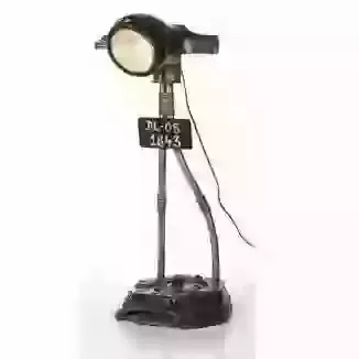Vintage Style Upcycled Scooter Headlight with Number Plate Table Lamp